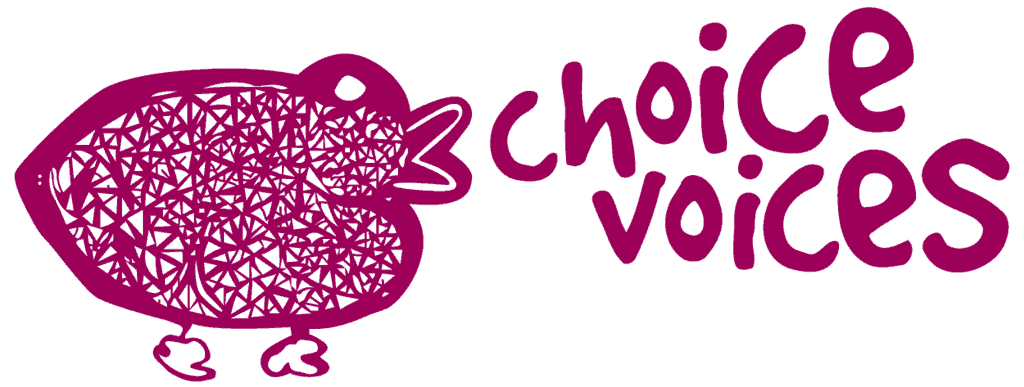 Choice Voices logo burgundy Choice Voices
